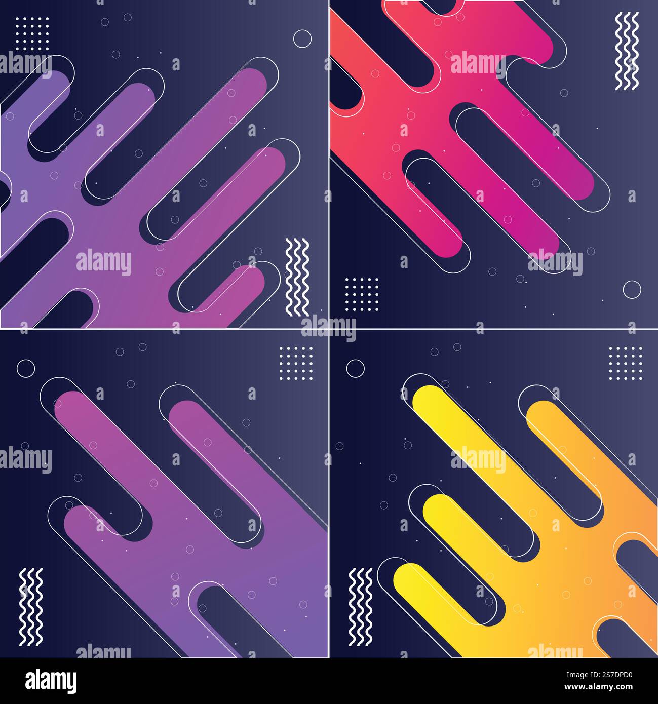 Motifs vectoriels sans couture avec rayures diagonales Lot de 4 1950s-1960s motifs Illustration de Vecteur