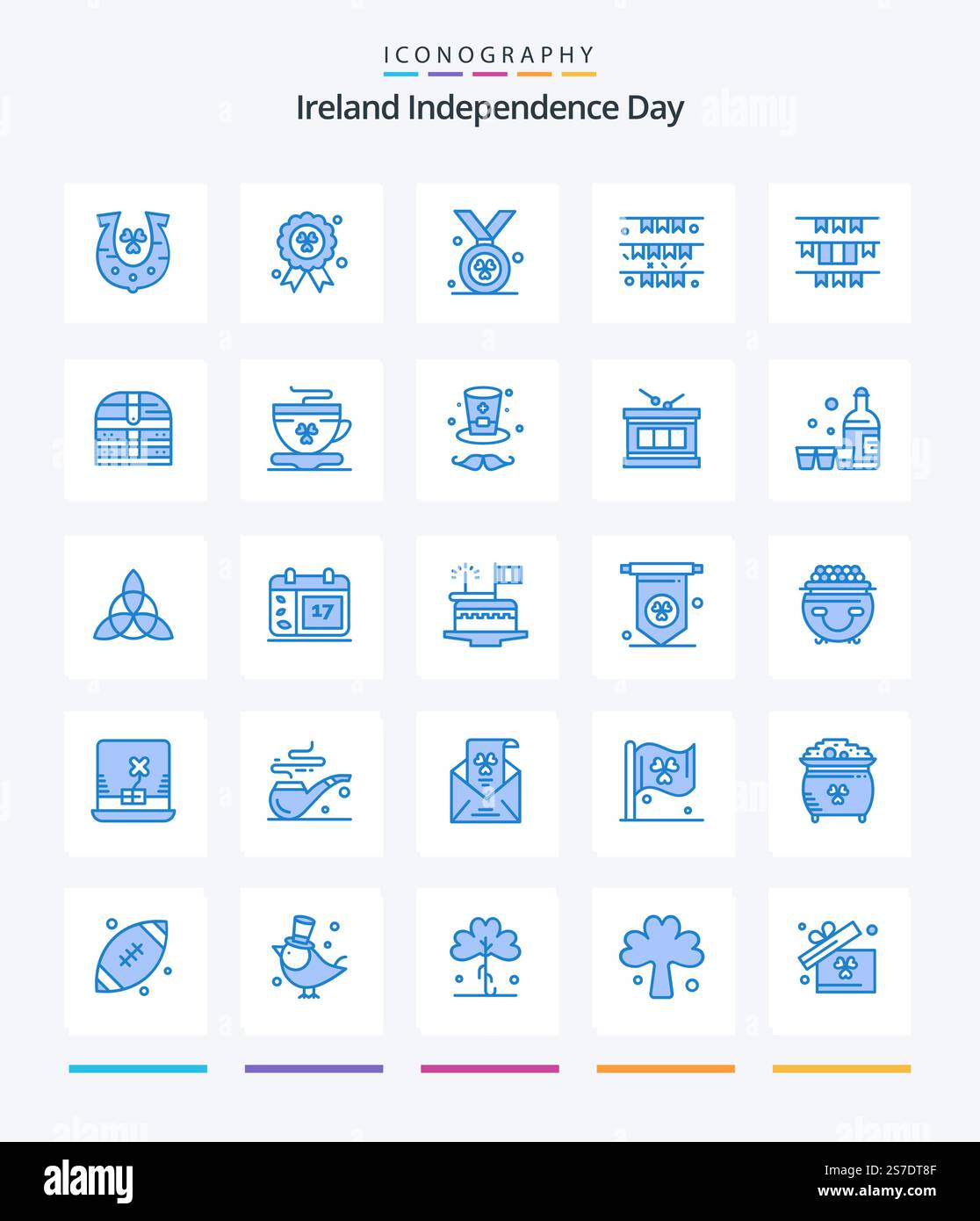 Pack Creative Ireland Independence Day 25 Blue Ireland Ireland Icon, tel que le café. sécurité. drapeau. irlande. boîte Illustration de Vecteur