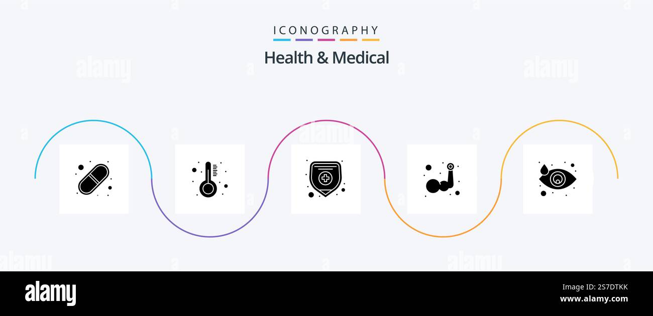 Pack d'icônes Health and Medical Glyph 5 comprenant l'œil. pleurs. assurance maladie. construction de corps. main Illustration de Vecteur