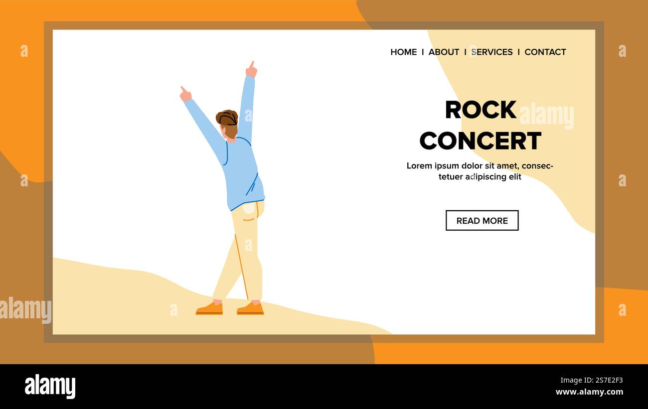 vecteur de concert de rock. groupe de musique, spectacle live, musicien de festival, divertissement foule rock concert web flat dessin animé. vecteur de concert de rock Illustration de Vecteur