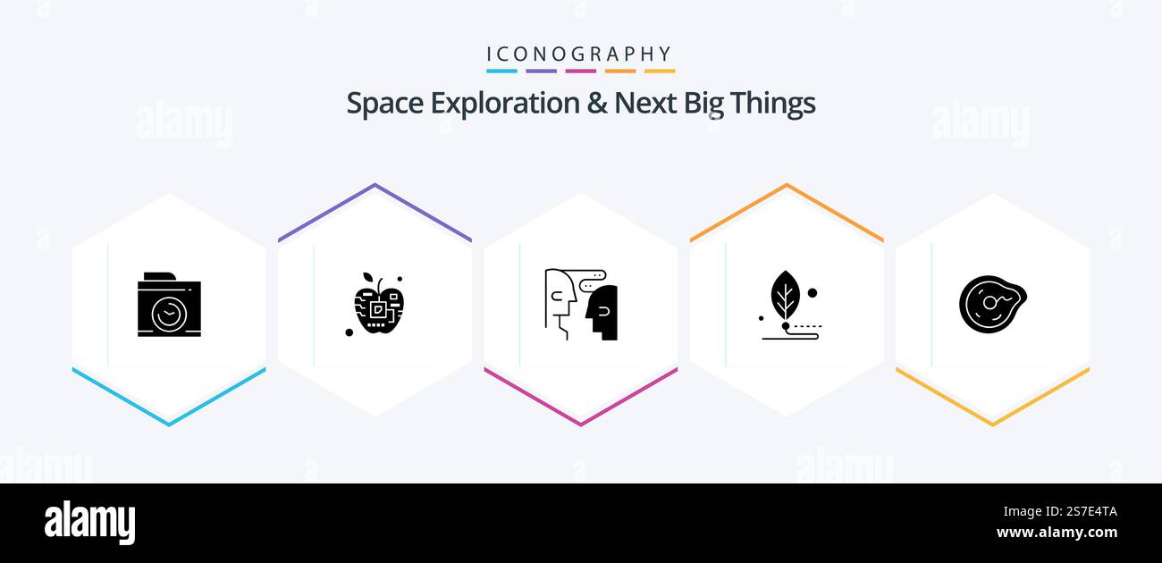 Space exploration and Next Big Things 25 Pack d'icônes Glyph incluant Bend. feuille. cerveau. numérique. artificiel Illustration de Vecteur