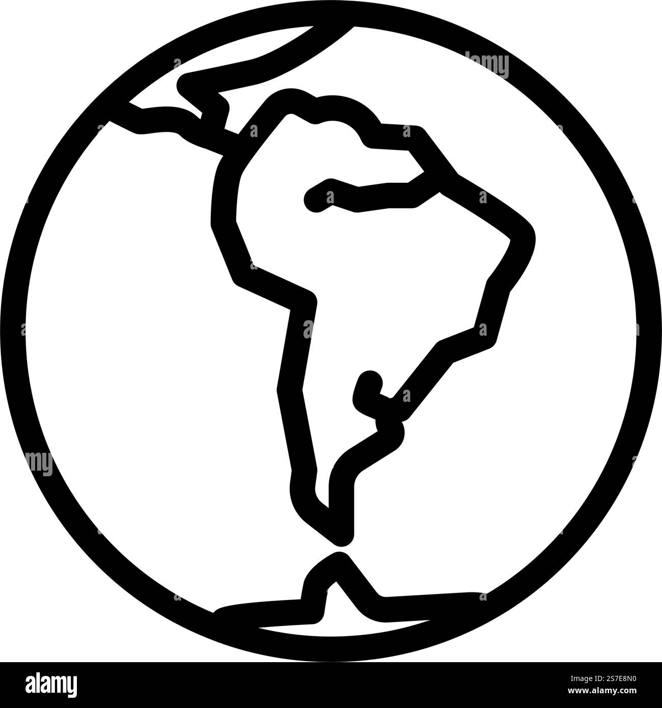 vecteur d'icône de ligne de carte de planète terre d'amérique du sud. panneau de carte de la planète terre d'amérique du sud. illustration noire du symbole de contour isolé. illustration vectorielle d'icône de ligne de carte de planète terre d'amérique du sud Illustration de Vecteur