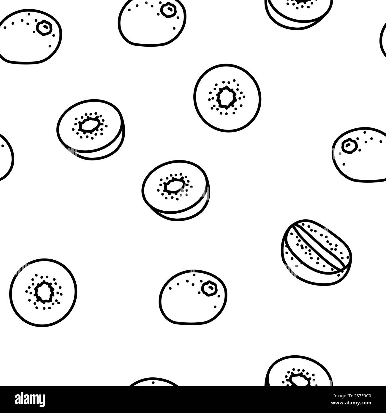 kiwi food vert frais vecteur sans couture motif illustration de ligne mince. kiwi food vert frais vecteur sans couture Illustration de Vecteur