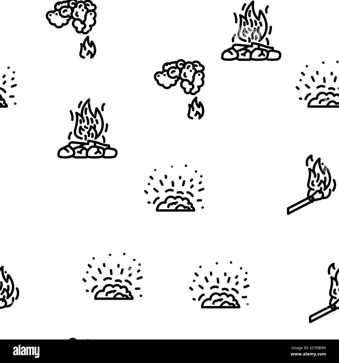 illustration de ligne mince de motif sans couture de vecteur de chaleur de feu chaud de flamme chaude. motif sans couture de vecteur de chaleur de feu chaud de flamme de feu de joie Illustration de Vecteur