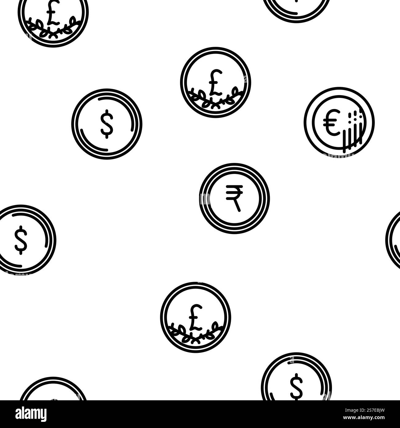 illustration de ligne mince de modèle sans couture de vecteur d'affaires de monnaie de pièce. modèle sans couture de vecteur d'affaires d'argent de pièce Illustration de Vecteur