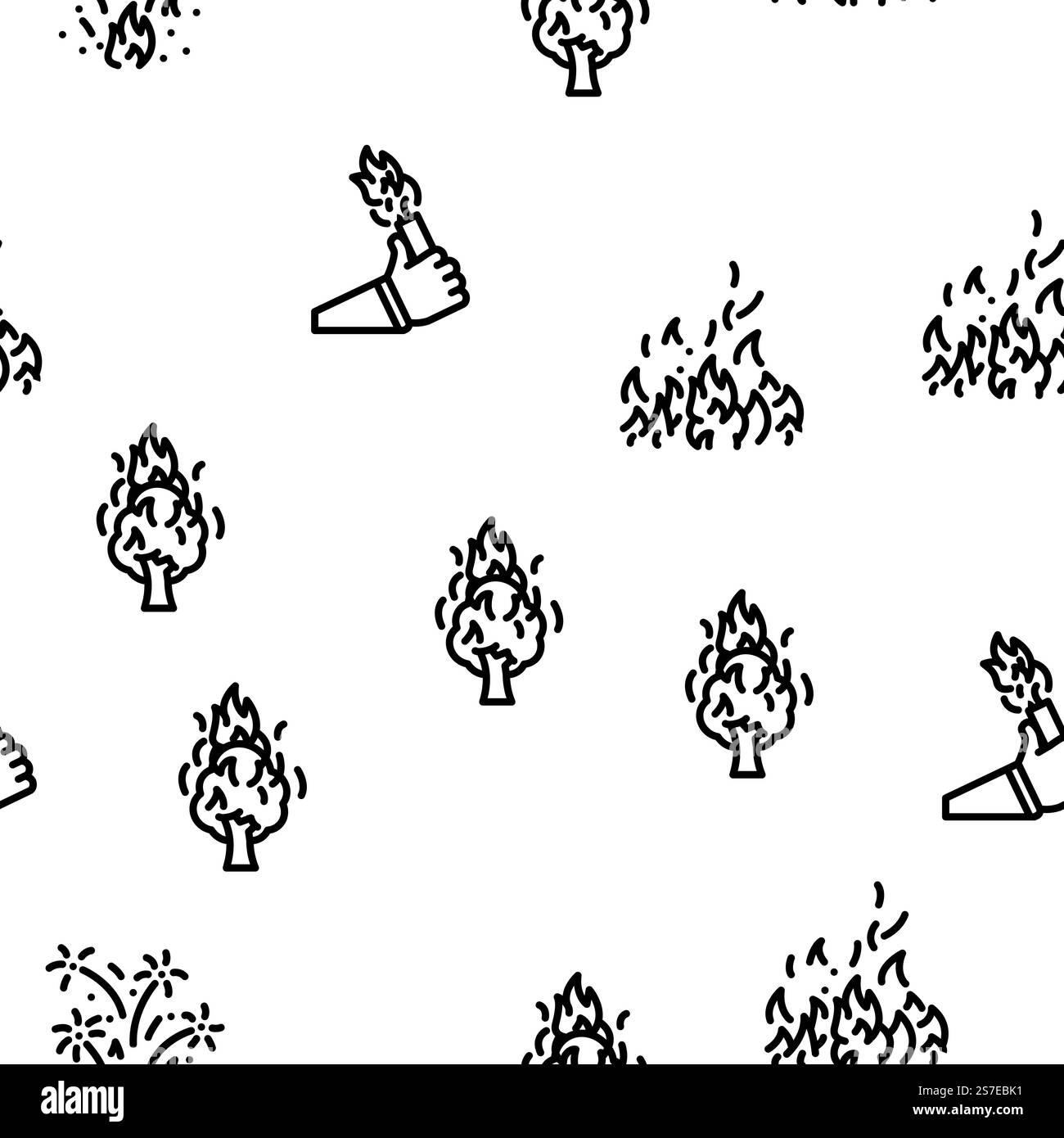 illustration de ligne mince de motif sans couture de vecteur de chaleur de feu chaud de flamme chaude. motif sans couture de vecteur de chaleur de feu chaud de flamme de feu de joie Illustration de Vecteur