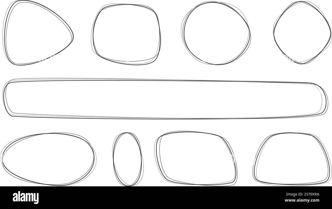 Vecteur de ligne divers éléments de conception de formes. Différentes formes cadres, contour simple décoratif pour invitation, bannières, flyers publicitaires, style personnel de l'illustration de ligne d'élément de forme graphique. Vecteur de ligne divers éléments de conception de formes. Différentes formes cadres, contour simple décoratif pour invitation, bannières, flyers publicitaires, style personnel Illustration de Vecteur
