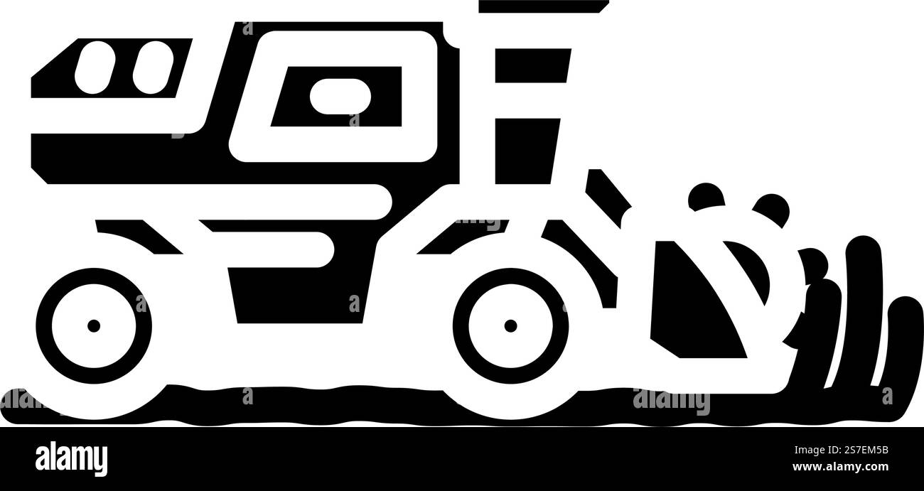 vecteur d'icône de glyphe de blé de champ de récolte de récolteuse. panneau de récolte de blé de champ de la récolteuse. illustration de symbole isolé. illustration vectorielle d'icône de glyphe de blé de champ de récolte de récolteuse Illustration de Vecteur