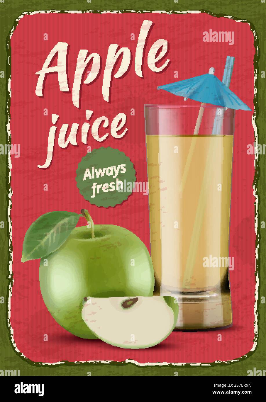 Affiche de jus de pomme. Étiquettes vintage avec des fruits et place pour le texte placard vectoriel décent des années 1950 style fruit label design illustration de jus. Affiche de jus de pomme. Étiquettes vintage avec des fruits et place pour le texte décent placard vectoriel style des années 1950 Illustration de Vecteur