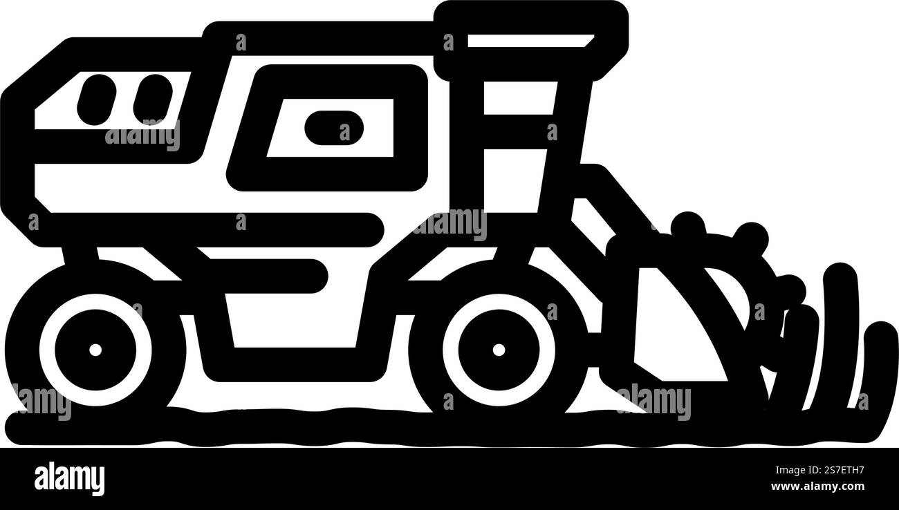 vecteur d'icône de ligne de blé de récolte de récolteuse. panneau de récolte de blé de champ de la récolteuse. illustration noire du symbole de contour isolé. illustration vectorielle d'icône de ligne de blé de récolte de champ de récolteuse Illustration de Vecteur