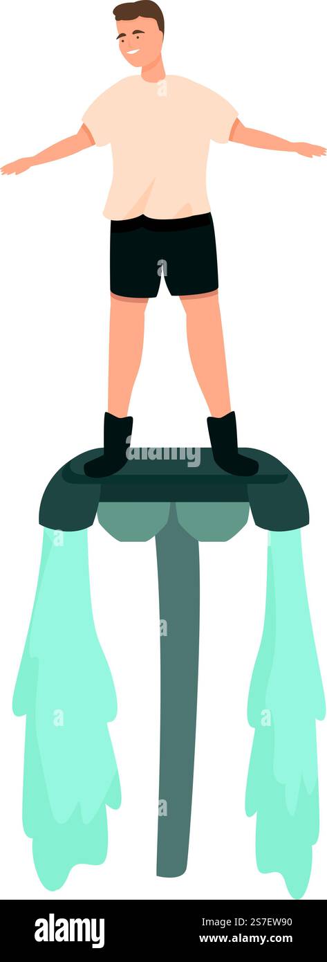 Vecteur de dessin animé d'icône de flyboard de l'eau. Sport d'été. Plage extrême. Vecteur de dessin animé d'icône de flyboard de l'eau. Sport d'été Illustration de Vecteur