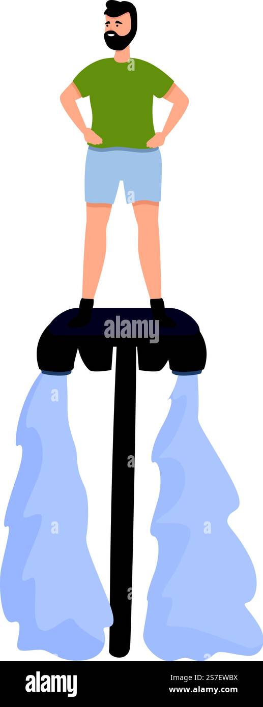 Vecteur de dessin animé d'icône de flyboard de voyage. Sport d'été. Activité d'action. Vecteur de dessin animé d'icône de flyboard de voyage. Sport d'été Illustration de Vecteur