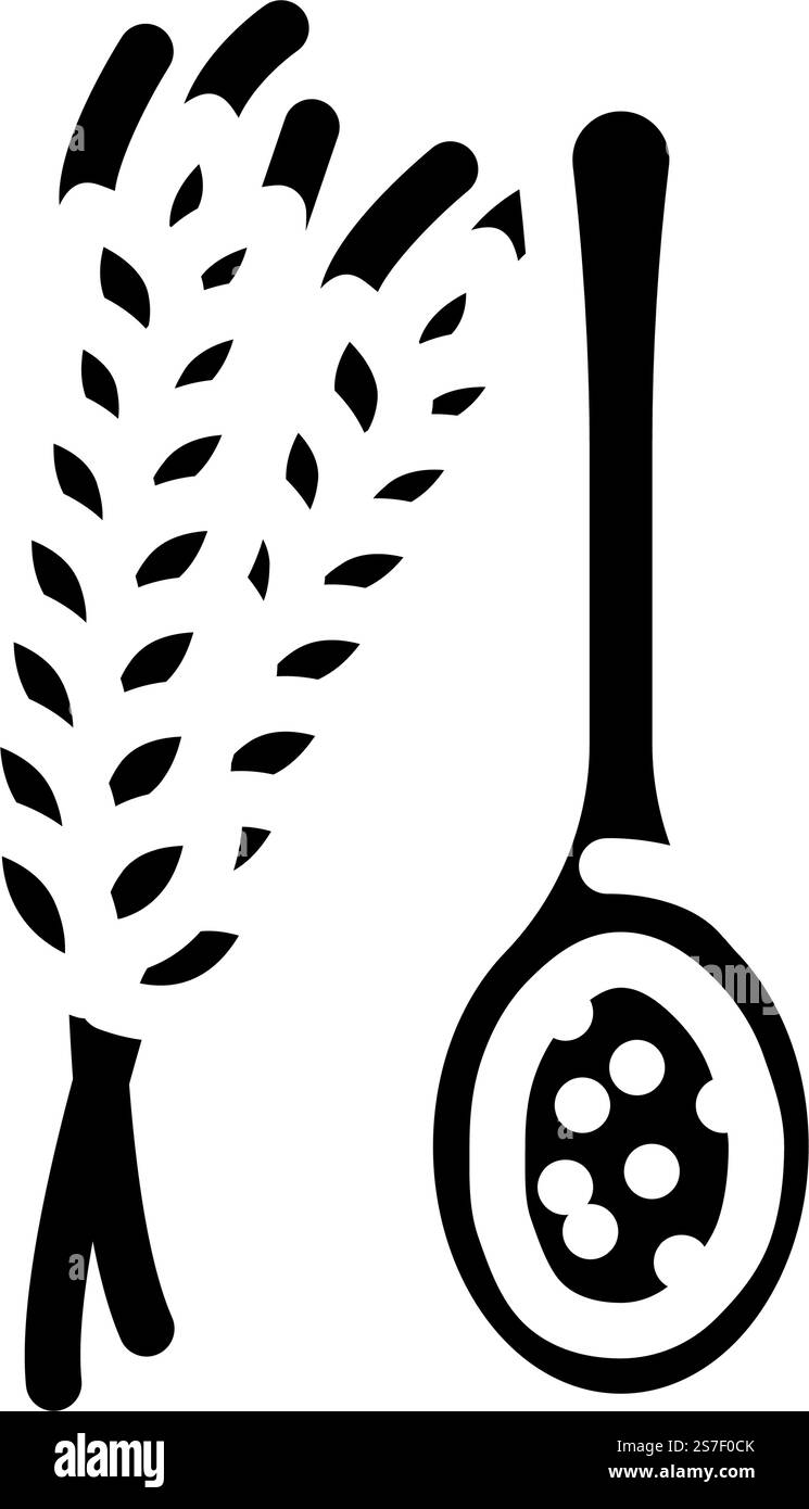 vecteur d'icône de glyphe de blé de cuillère de farine. cuillère à farine signe de blé. illustration de symbole isolé. cuillère à farine illustration vectorielle d'icône de glyphe de blé Illustration de Vecteur
