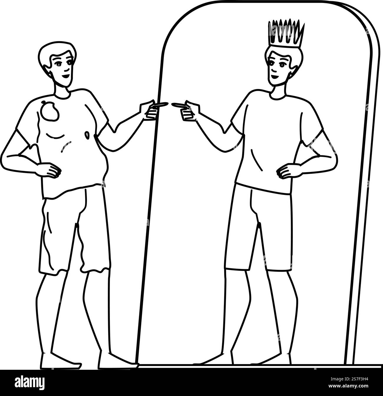 vecteur masculin du narcissisme. homme beau, beau gars attrayant, portrait jeune, miroir style de vie narcissisme personnage masculin. Illustration de personnes. vecteur masculin du narcissisme Illustration de Vecteur