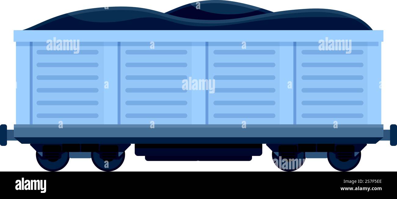 Vecteur de dessin animé d'icône de wagon de charbon. Cargaison de train. Métal énergétique. Vecteur de dessin animé d'icône de wagon de charbon. Cargaison de train Illustration de Vecteur