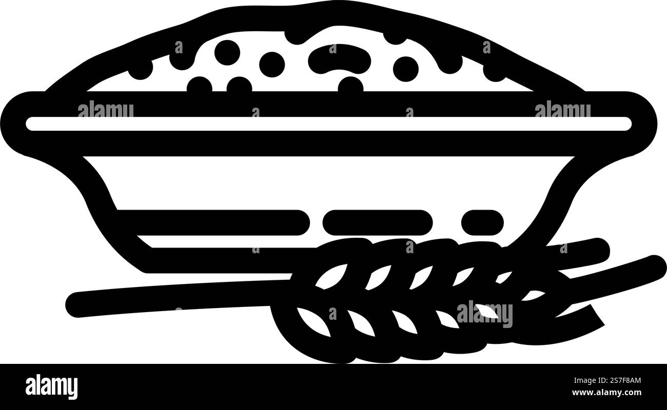 vecteur d'icône de ligne d'oreilles de plaque de blé de farine. panneau d'oreilles de plaque de blé de farine. illustration noire du symbole de contour isolé. illustration vectorielle d'icône de ligne d'oreilles de plaque de blé de farine Illustration de Vecteur