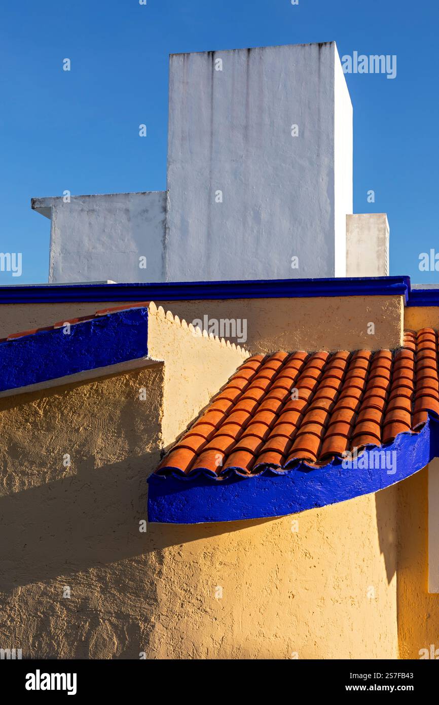 Mexique, Puerto Morelos, Résumé du bâtiment Banque D'Images