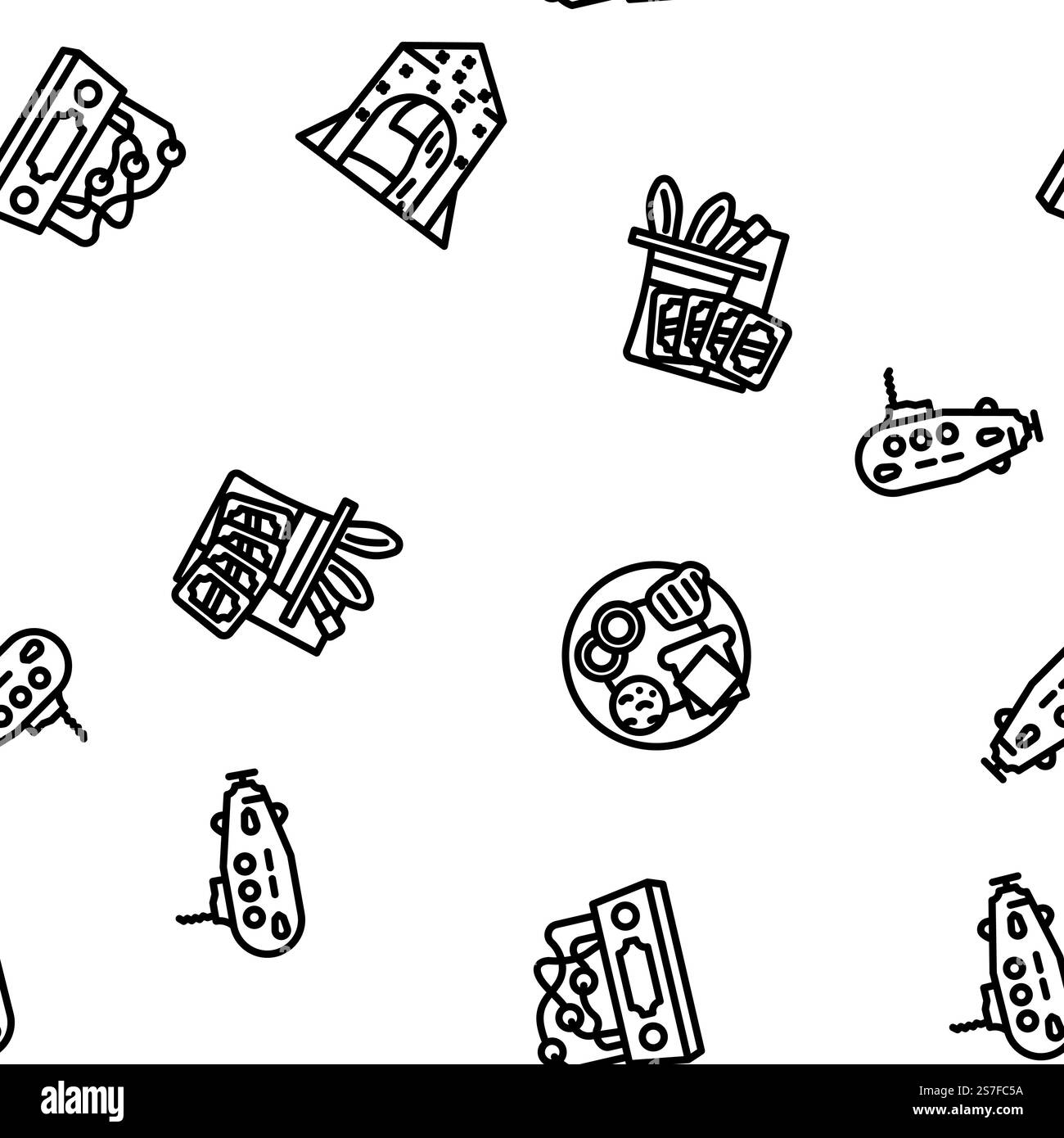 jouet bébé enfant enfant vecteur modèle sans couture illustration de ligne mince. modèle sans couture de vecteur de bébé enfant de jouet Illustration de Vecteur