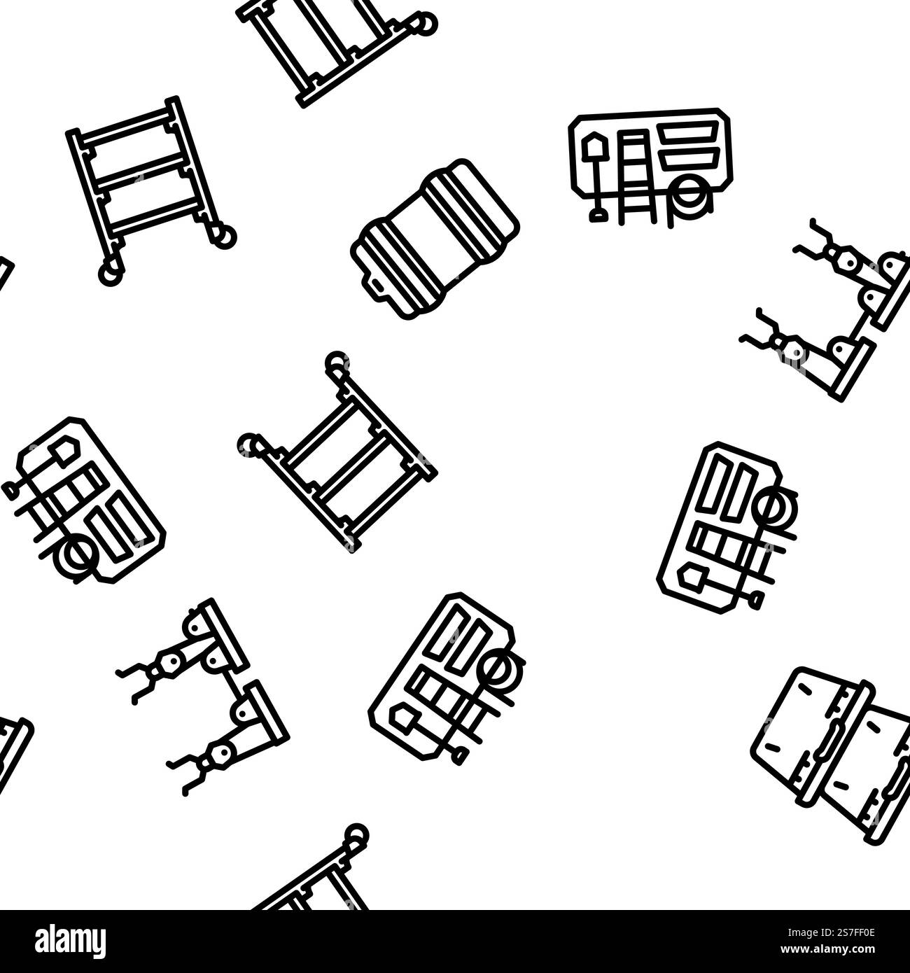 vecteur de service d'outil d'accessoires de garage sans couture motif ligne mince illustration. vecteur de service d'outil d'accessoires de garage modèle sans couture Illustration de Vecteur