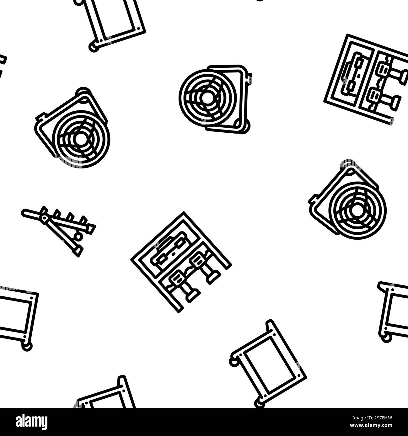 vecteur de service d'outil d'accessoires de garage sans couture motif ligne mince illustration. vecteur de service d'outil d'accessoires de garage modèle sans couture Illustration de Vecteur