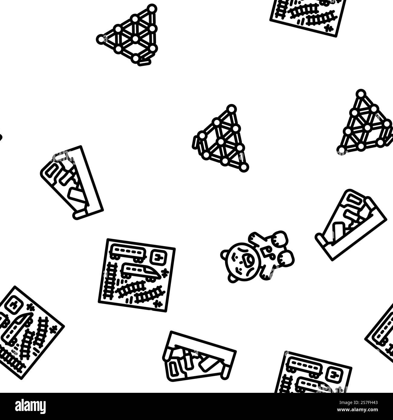 jouet bébé enfant enfant vecteur modèle sans couture illustration de ligne mince. modèle sans couture de vecteur de bébé enfant de jouet Illustration de Vecteur