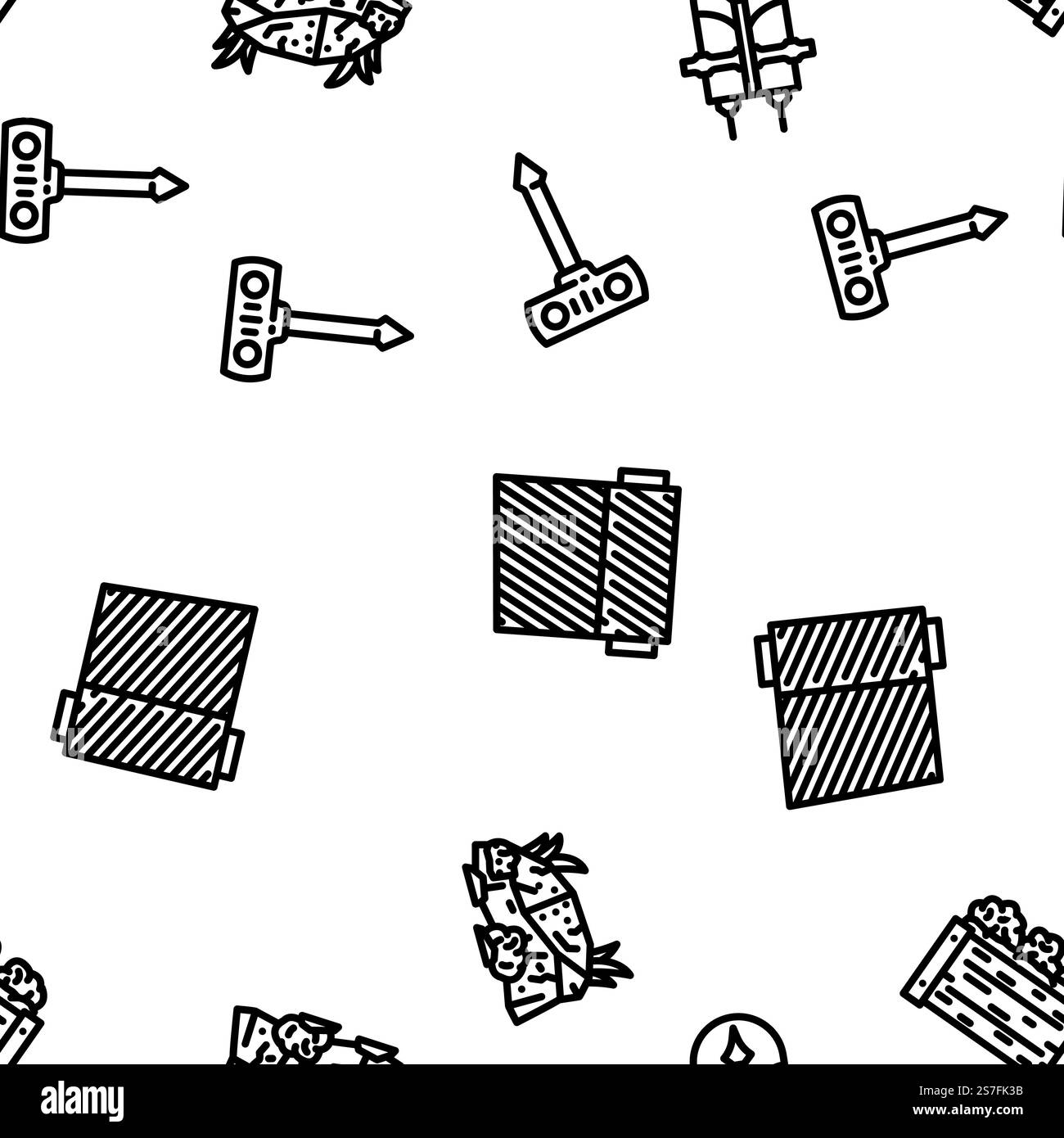 illustration de ligne mince de motif sans couture de vecteur de graines d'arbre de jardin. motif sans couture de vecteur de graines de nature d'arbre de plante de jardin Illustration de Vecteur