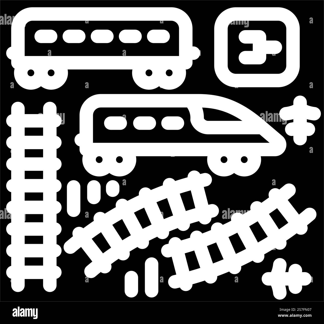 vecteur d'icône de glyphe de bébé de jeu de train. panneau de jeu de train pour bébé. illustration de symbole isolé. train jouet set bébé illustration vectorielle d'icône de glyphe Illustration de Vecteur