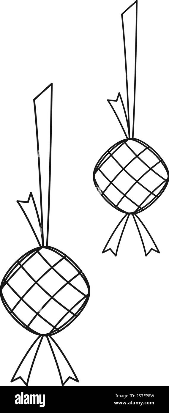 Ketupat ou boulette de riz est la nourriture traditionnelle indonésienne, conception plate vectorielle Illustration de Vecteur