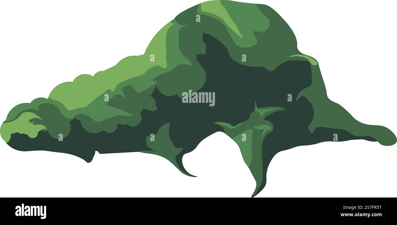 Forêt ou bois vert végétation et décoration sans fleurs. Mousse isolée poussant sur des habitats et des espaces humides et humides. Botanique et flore des lieux sauvages et des réserves de parcs. Vecteur dans le style plat. Plante de mousse, botanique verte sans fleurs de la forêt Illustration de Vecteur