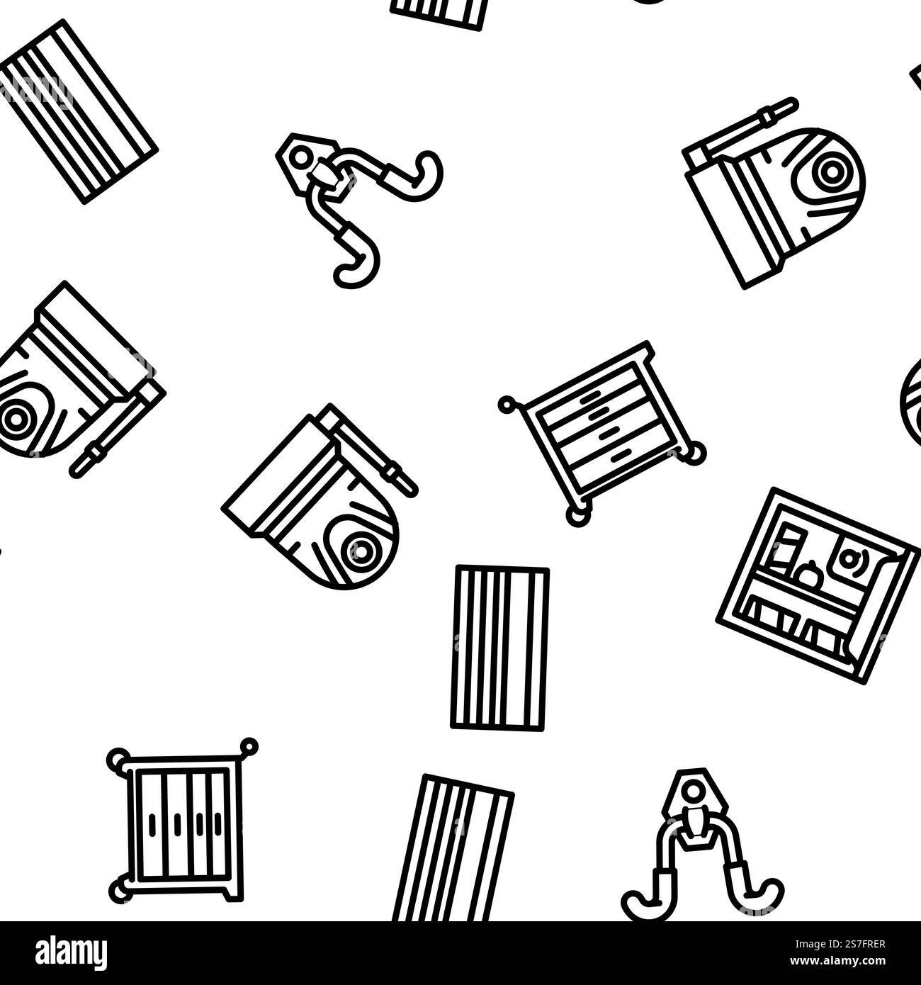 vecteur de service d'outil d'accessoires de garage sans couture motif ligne mince illustration. vecteur de service d'outil d'accessoires de garage modèle sans couture Illustration de Vecteur