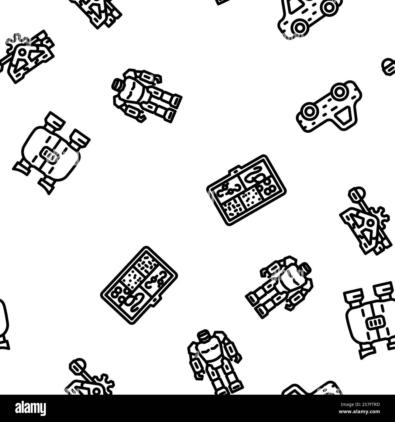 jouet bébé enfant enfant vecteur modèle sans couture illustration de ligne mince. modèle sans couture de vecteur de bébé enfant de jouet Illustration de Vecteur