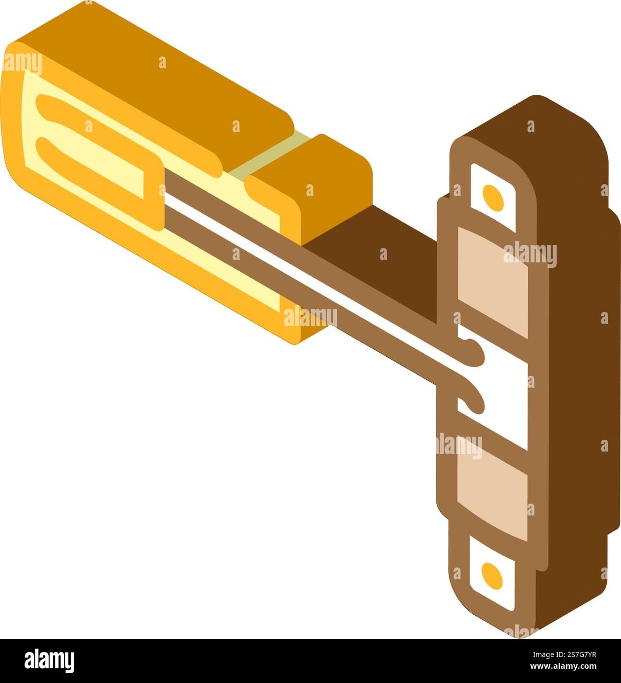 vecteur d'icône isométrique de fixation de meubles de matériel de ferme-porte. panneau d'installation de meubles de quincaillerie de ferme-porte. illustration de symbole isolé. illustration vectorielle d'icône isométrique de ferrure de meuble de fermeture de porte Illustration de Vecteur