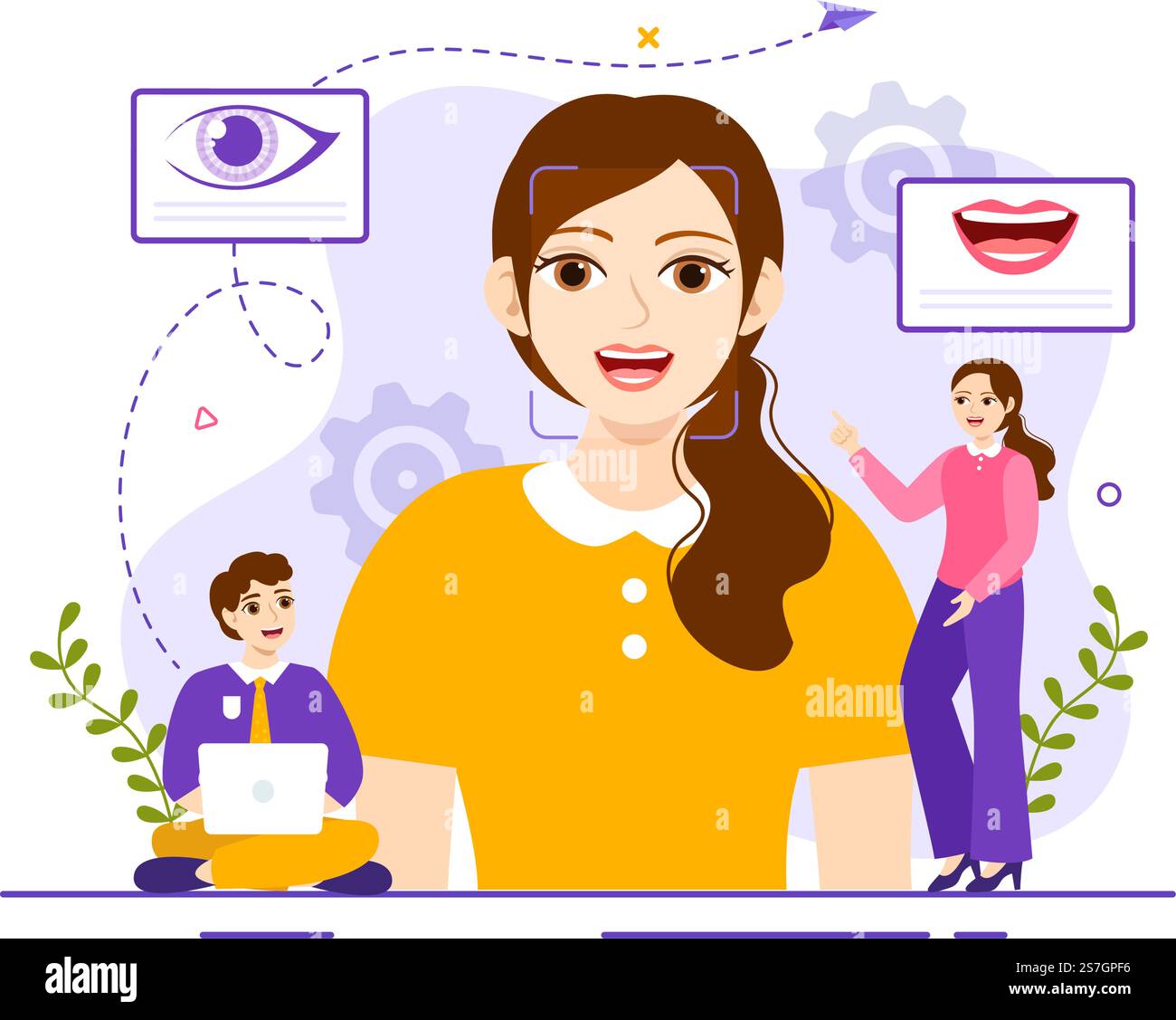 Illustration vectorielle d'identification de la carte d'identité avec photo, document et informations dans le système d'identification de face modèles de dessin main de dessin animé à plat de dessin animé Illustration de Vecteur