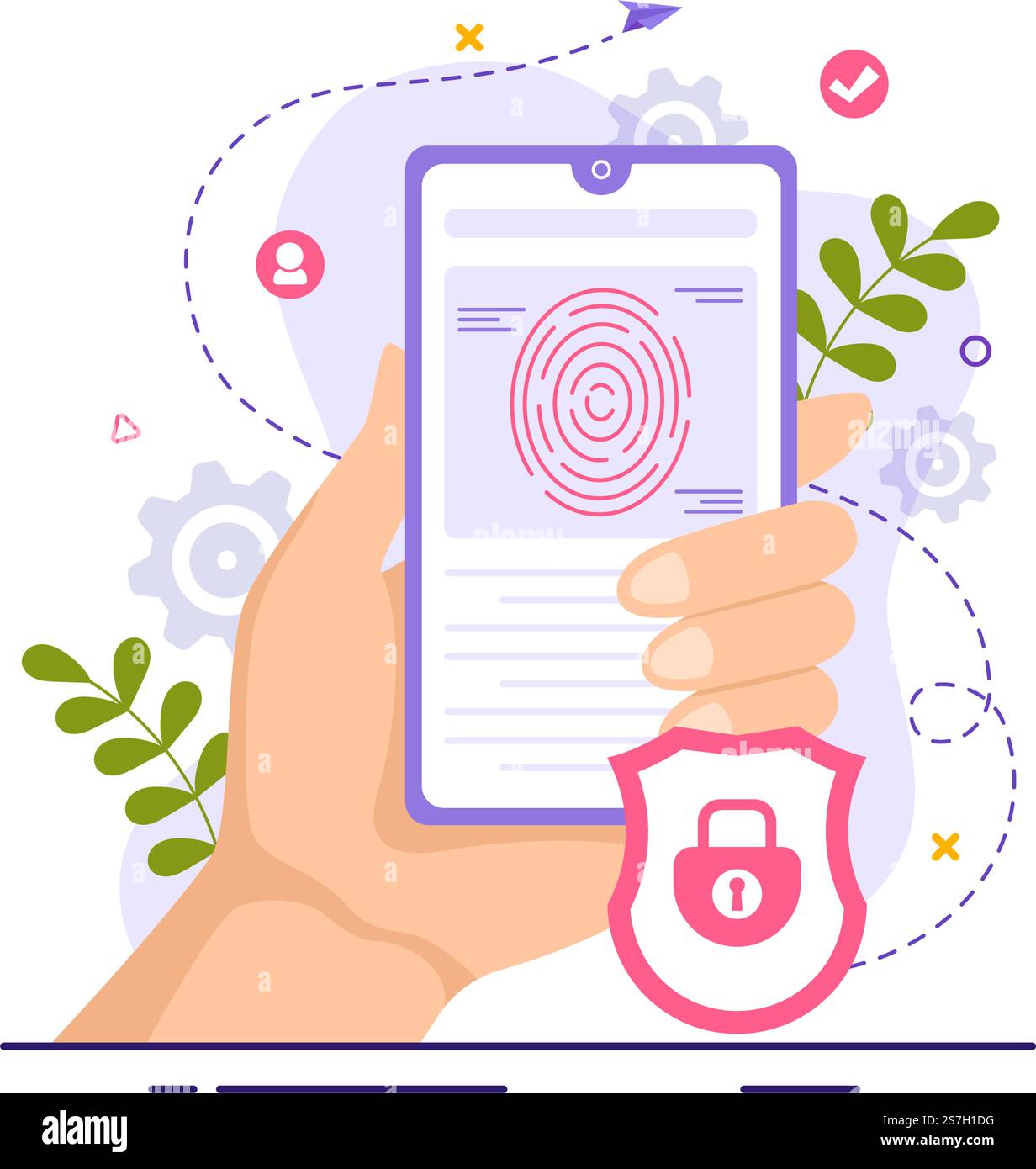 Illustration vectorielle d'identification de la carte d'identité avec photo, document et informations dans le système d'identification de face modèles de dessin main de dessin animé à plat de dessin animé Illustration de Vecteur