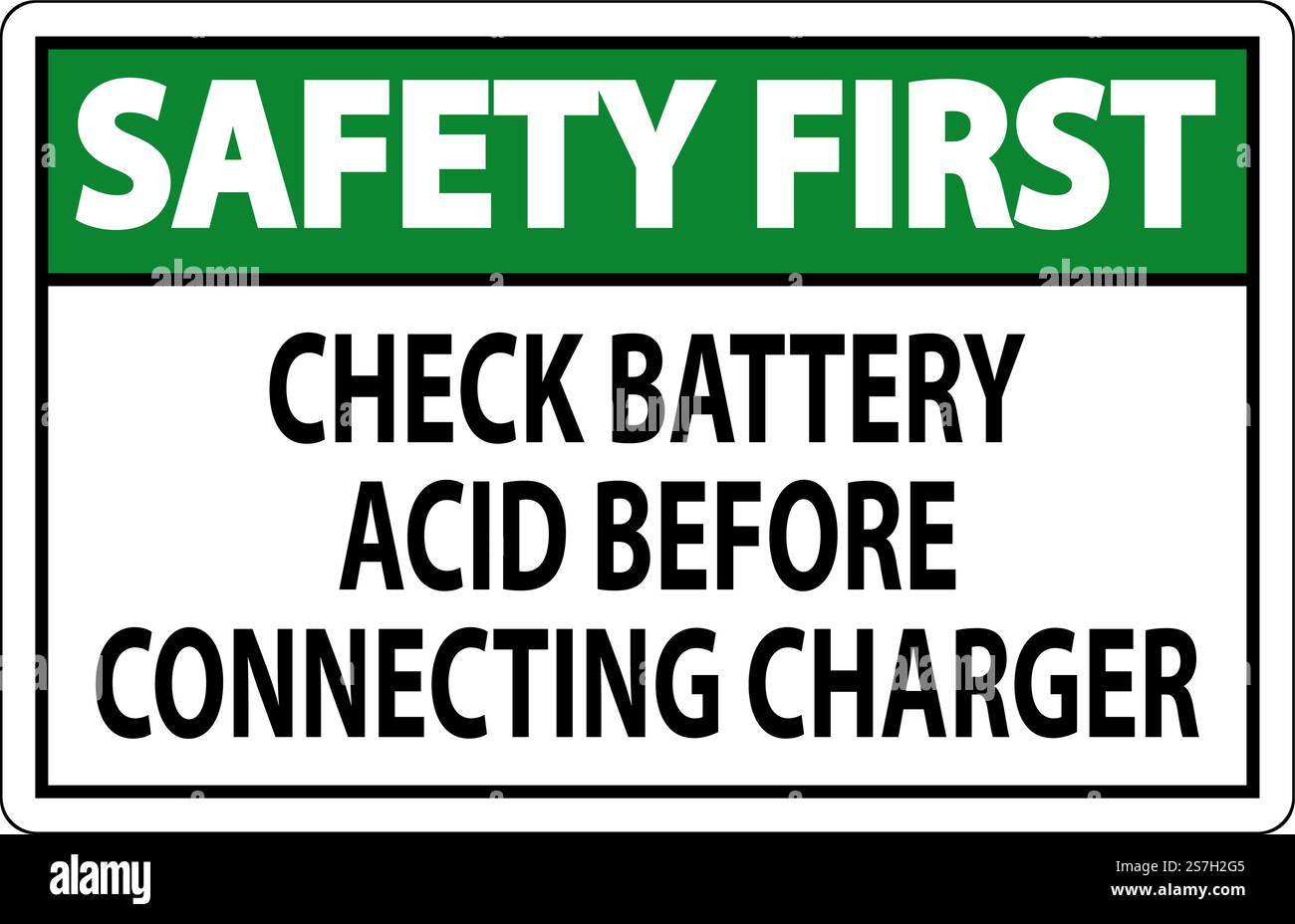 Premier signe de sécurité vérifier l'acide de batterie avant de brancher le chargeur Illustration de Vecteur