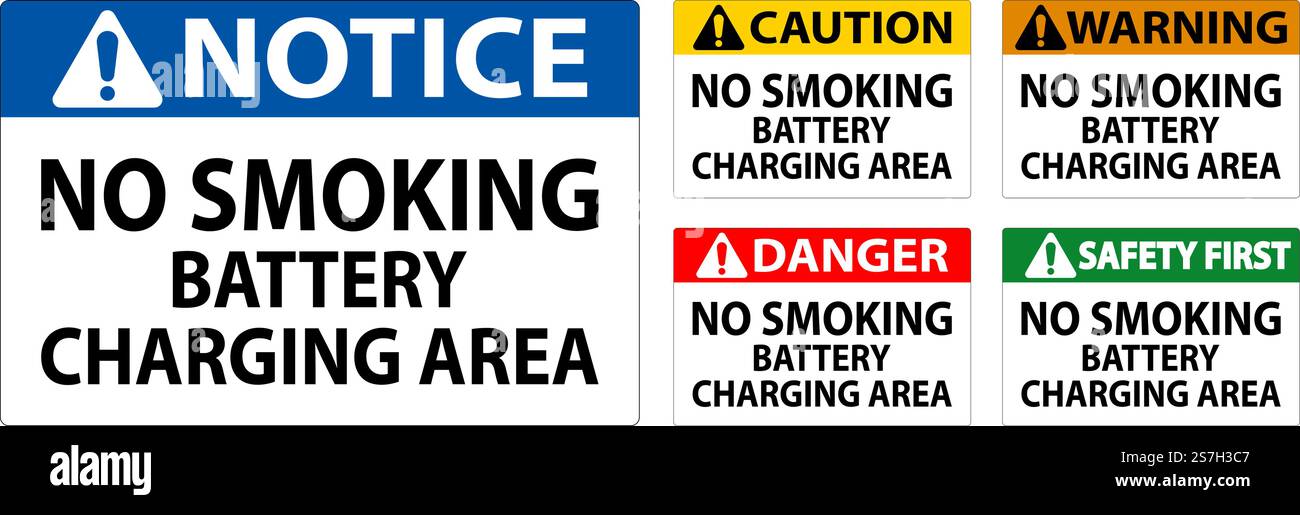 Avertissement zone de stockage des batteries interdiction de fumer Illustration de Vecteur