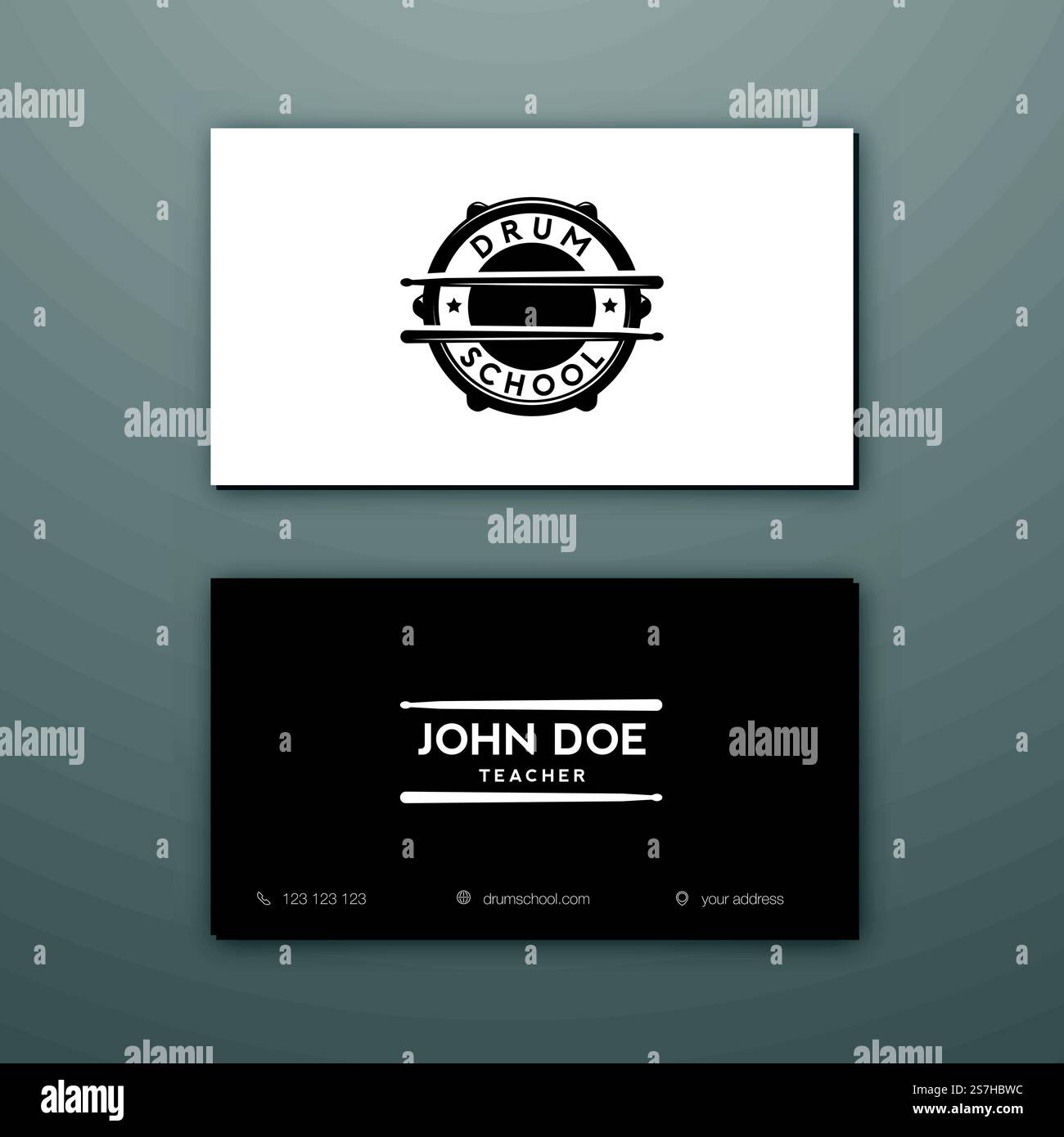 Modèle de carte de visite créative de l'école de tambour ou des leçons de tambour. Carte de visite. Conception d'illustration vectorielle. Illustration de Vecteur