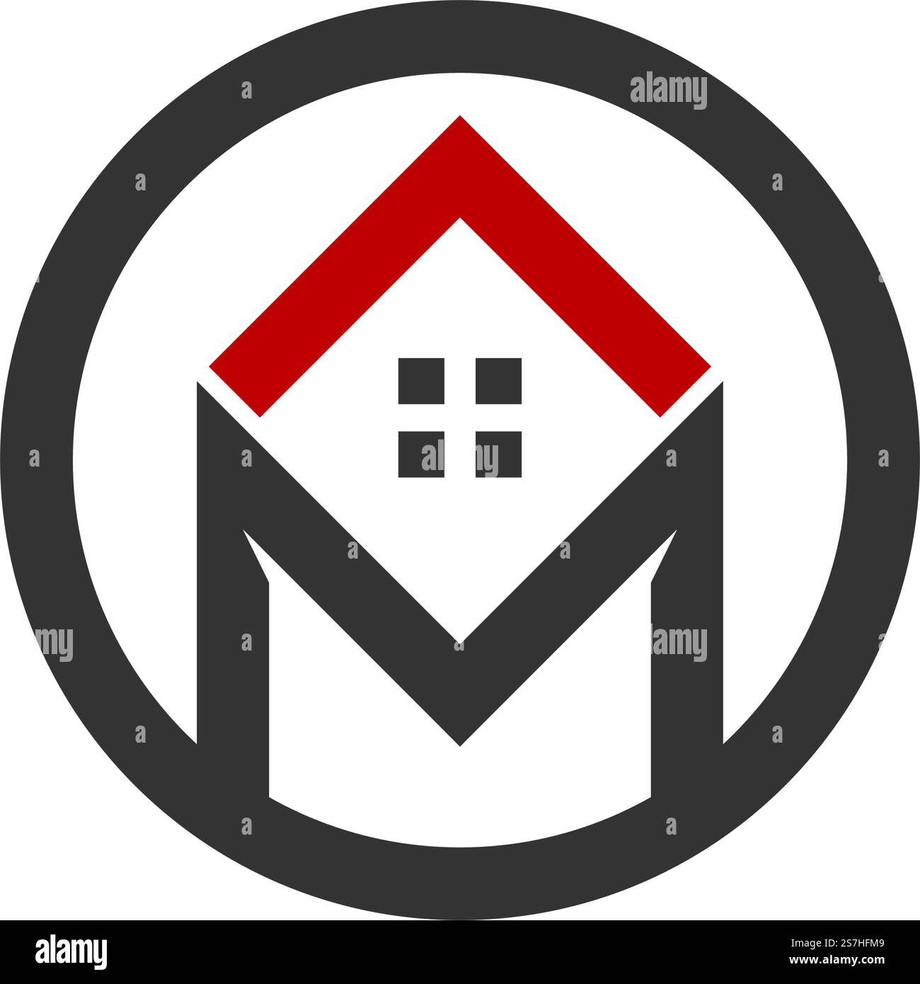 Logo de propriété et de construction avec conception de lettre M. Illustration de Vecteur