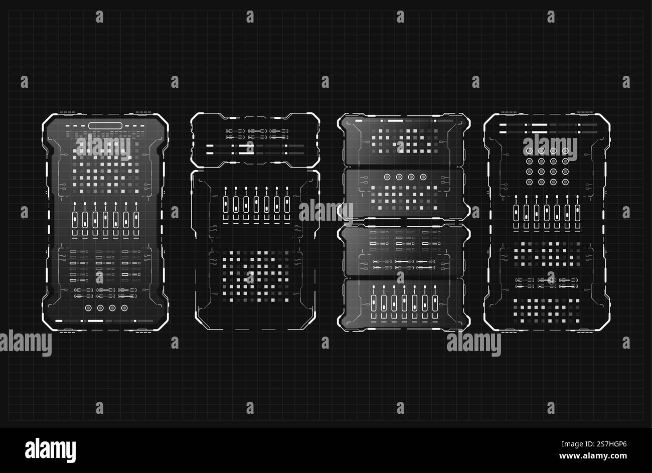 Conception d'écran d'interface HUD vectorielle futuriste. Ensemble de panneaux infographiques HUD. Bannières d'affichage tête haute pour le Web et l'application. Disposition futuriste. Graphique virtuel. Illustration de Vecteur