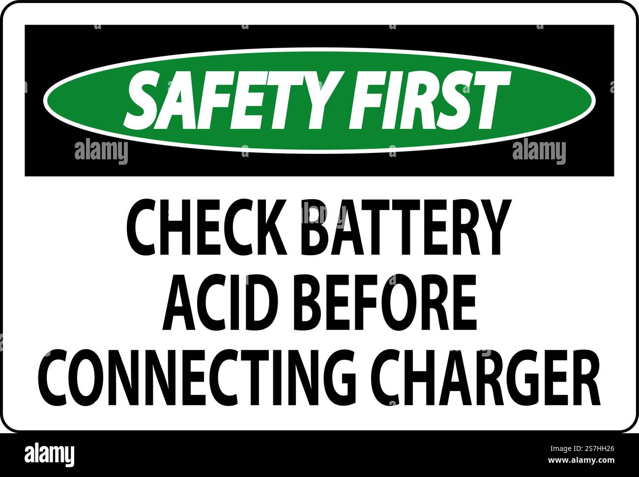 Premier signe de sécurité vérifier l'acide de batterie avant de brancher le chargeur Illustration de Vecteur