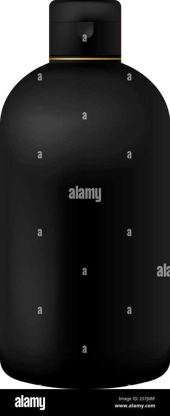 Bouteille de cosmétiques de produits de beauté noirs d'emballage de vecteur sur fond blanc isolé. Modèle de maquette prêt pour la conception. Bouteille de cosmétiques de produits de beauté noirs d'emballage de vecteur sur fond blanc isolé. Modèle de maquette prêt pour la conception. Illustration de Vecteur
