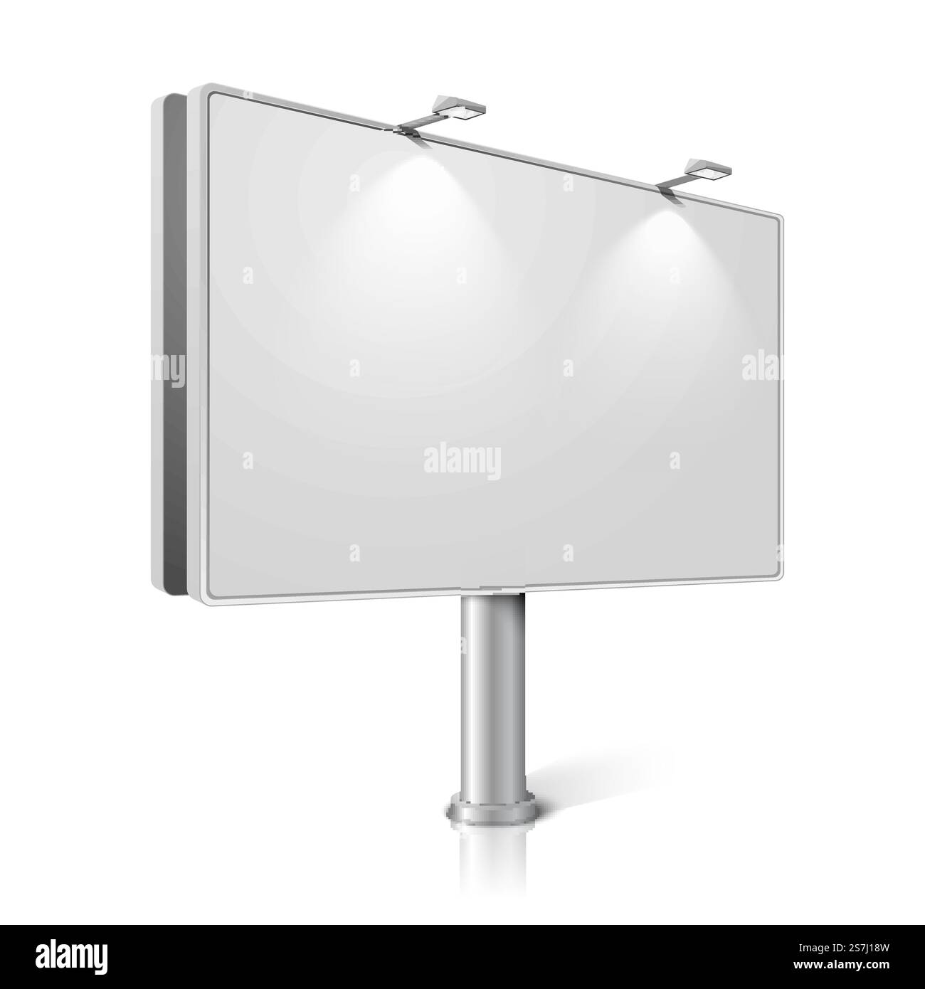 Panneau d'affichage de ville de vecteur avec des lampes, isolé sur fond blanc avec des reflets. Avec place pour votre conception et votre marque. Illustration de Vecteur