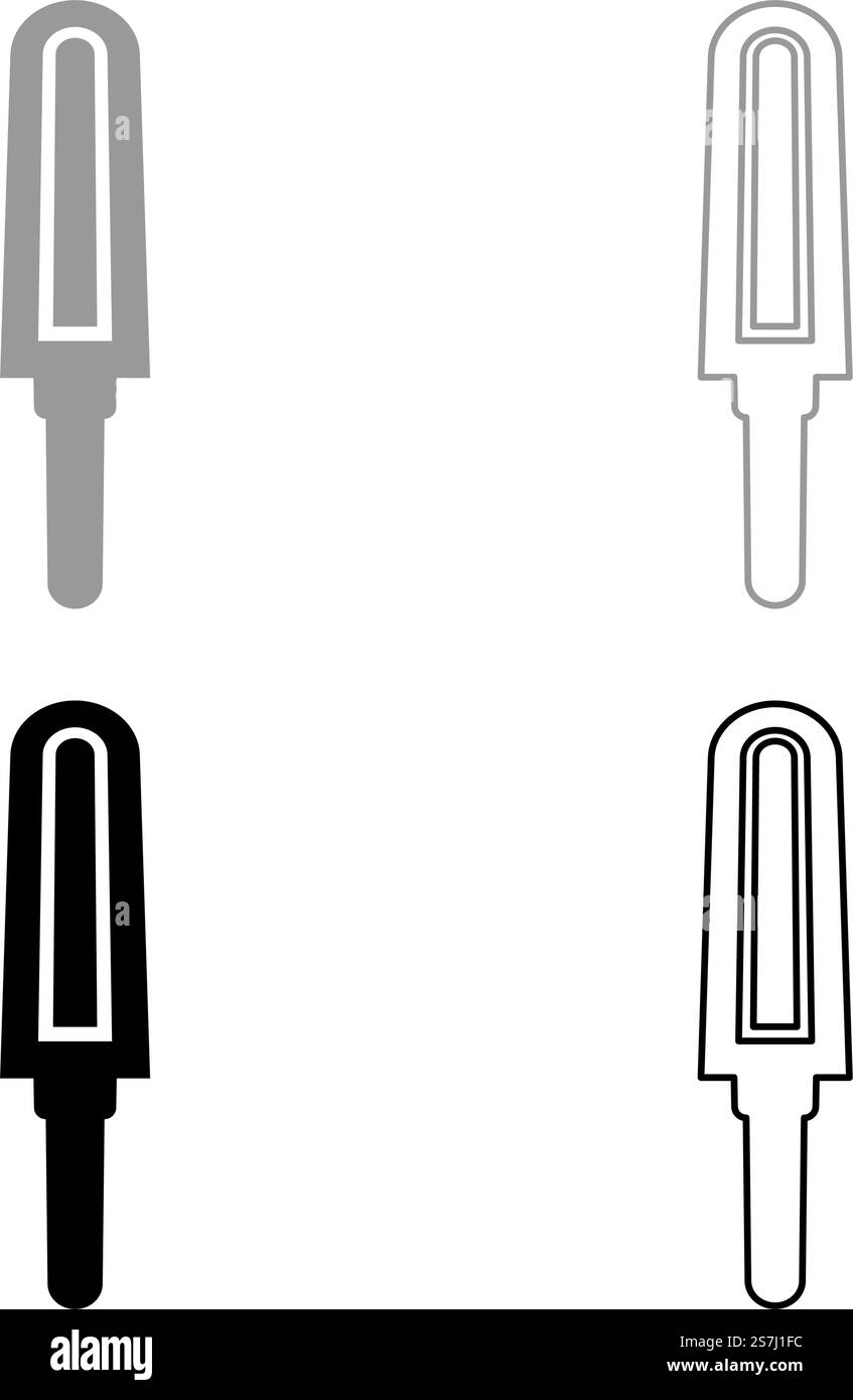 Détecteur de métaux à main tenu par le scanner de concept de sécurité d'aéroport personnel ensemble icône gris noir couleur illustration vectorielle image simple plein remplissage contour ligne de contour mince style plat. Détecteur de métaux tenu à la main concept de sécurité d'aéroport personnel scanner Set icône gris noir couleur illustration vectorielle image plein contour ligne de contour mince style plat Illustration de Vecteur