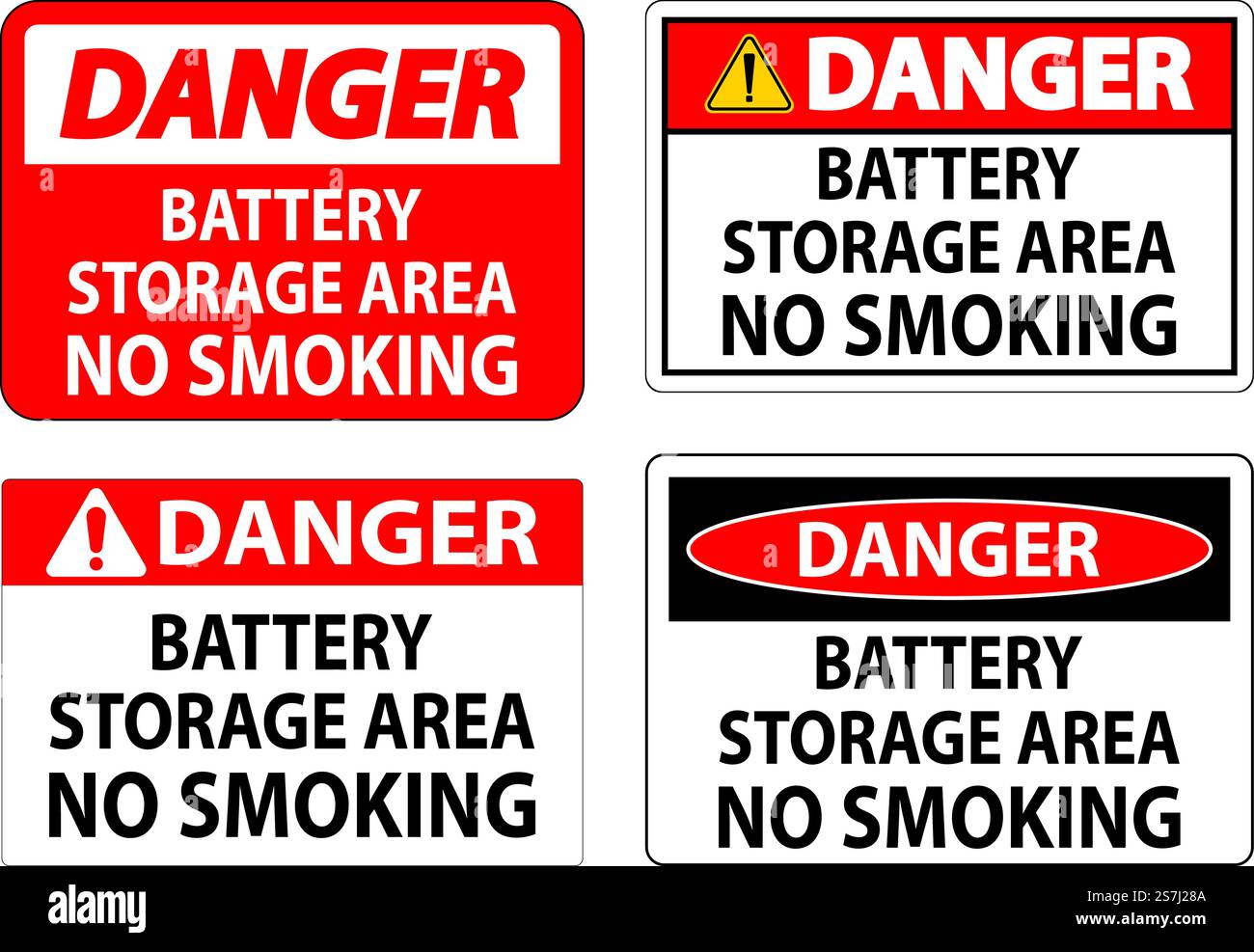 Avertissement zone de stockage des batteries interdiction de fumer Illustration de Vecteur