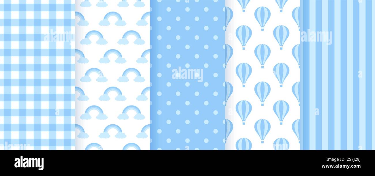 Motif sans couture pour douche de bébé. Fond bleu pastel. Imprimé géométrique bébé garçon. Vecteur.. Motifs pastel de bébé arc. Arrière-plans bleus sans couture. Illustration vectorielle. Illustration de Vecteur