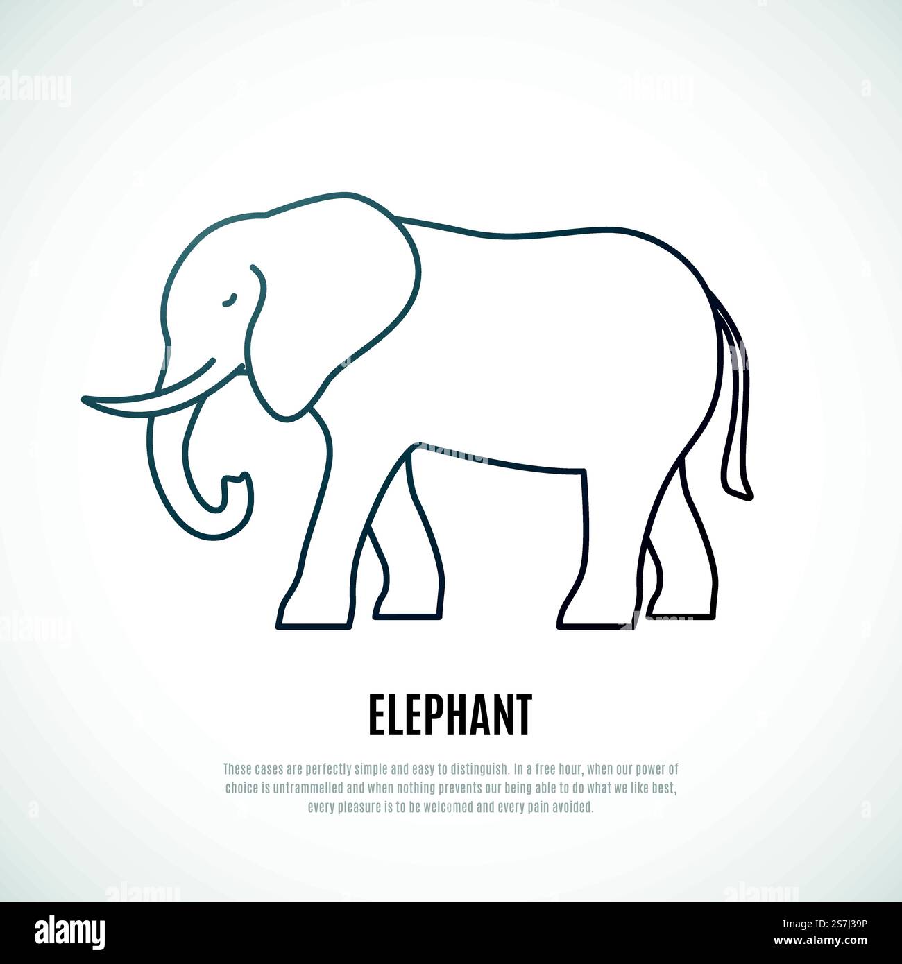 Icône de l'éléphant de ligne. Contour simple illustration éléphant isolé sur fond blanc. Emblème vectoriel. Illustration de Vecteur