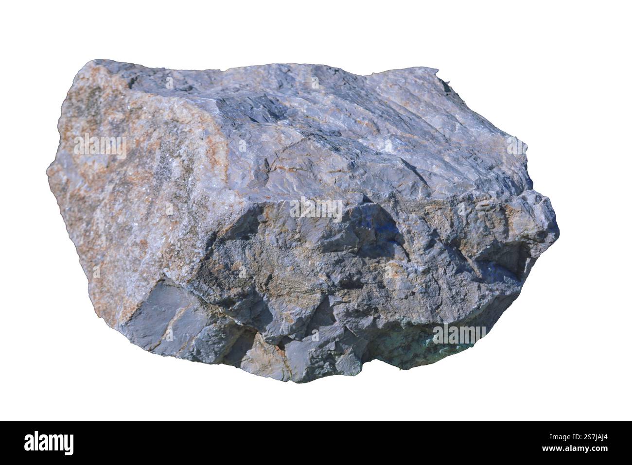 Natural Stone Boulder. Gros morceau de pierre isolé sur blanc. Le type de pierre est calcaire. Banque D'Images