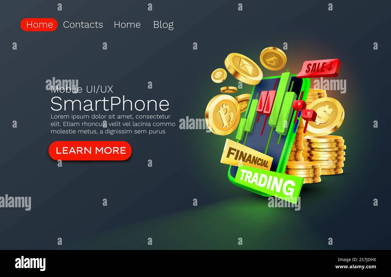 Service de trading financier mobile, écran mobile de smartphone de paiement financier, lumière d'affichage mobile de technologie. Illustration vectorielle. Service de trading financier mobile, écran mobile de smartphone de paiement financier, lumière d'affichage mobile de technologie. Vecteur Illustration de Vecteur