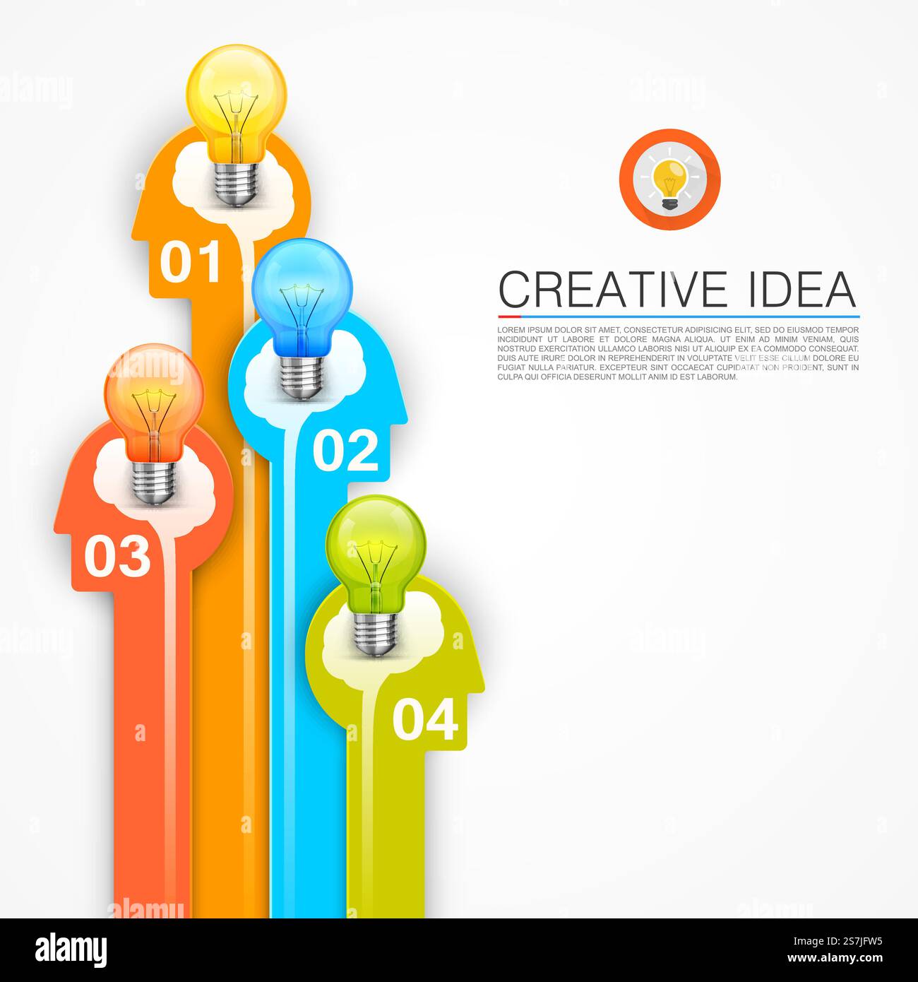 Tête de silhouette avec des ampoules dans le cerveau. Illustration vectorielle. Tête de silhouette avec des ampoules dans le cerveau Illustration de Vecteur