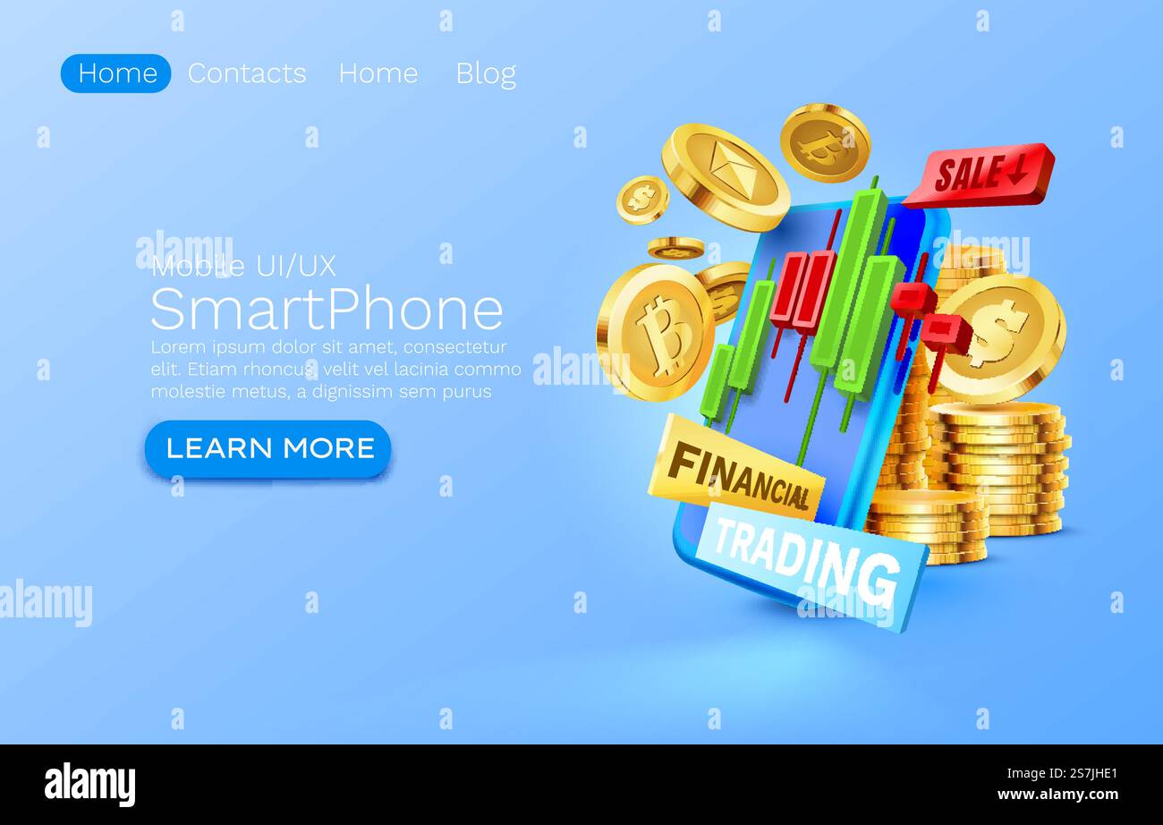 Service de trading financier mobile, écran mobile de smartphone de paiement financier, lumière d'affichage mobile de technologie. Illustration vectorielle. Service de trading financier mobile, écran mobile de smartphone de paiement financier, lumière d'affichage mobile de technologie. Vecteur Illustration de Vecteur